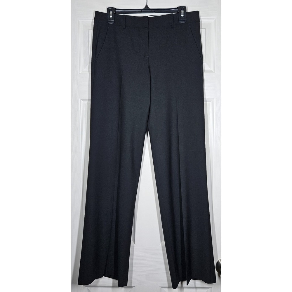 THEORY Black Emery Stretch Wool Wide Leg Flare Dress Work Trousers Pants Size 6 - Picture 1 of 12